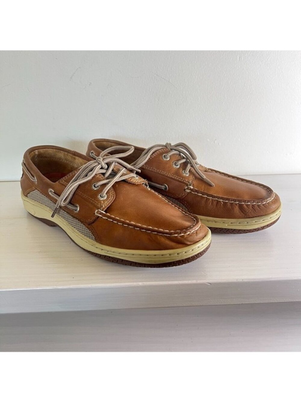 Sperry Topsider Mens 9.5W Billfish 3 Eye Boat Loafers Leather Shoes Preppy - Picture 2 of 13